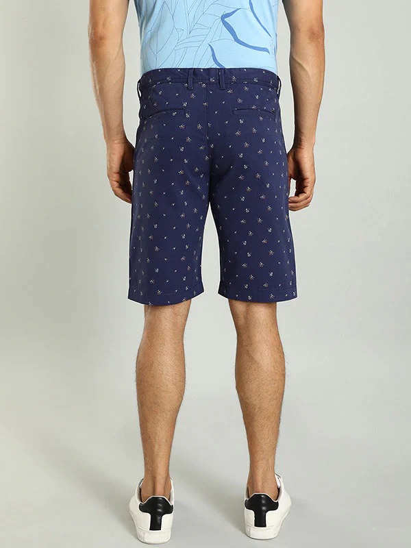 Indian Terrain Men's Slim Fit Printed Navy Shorts